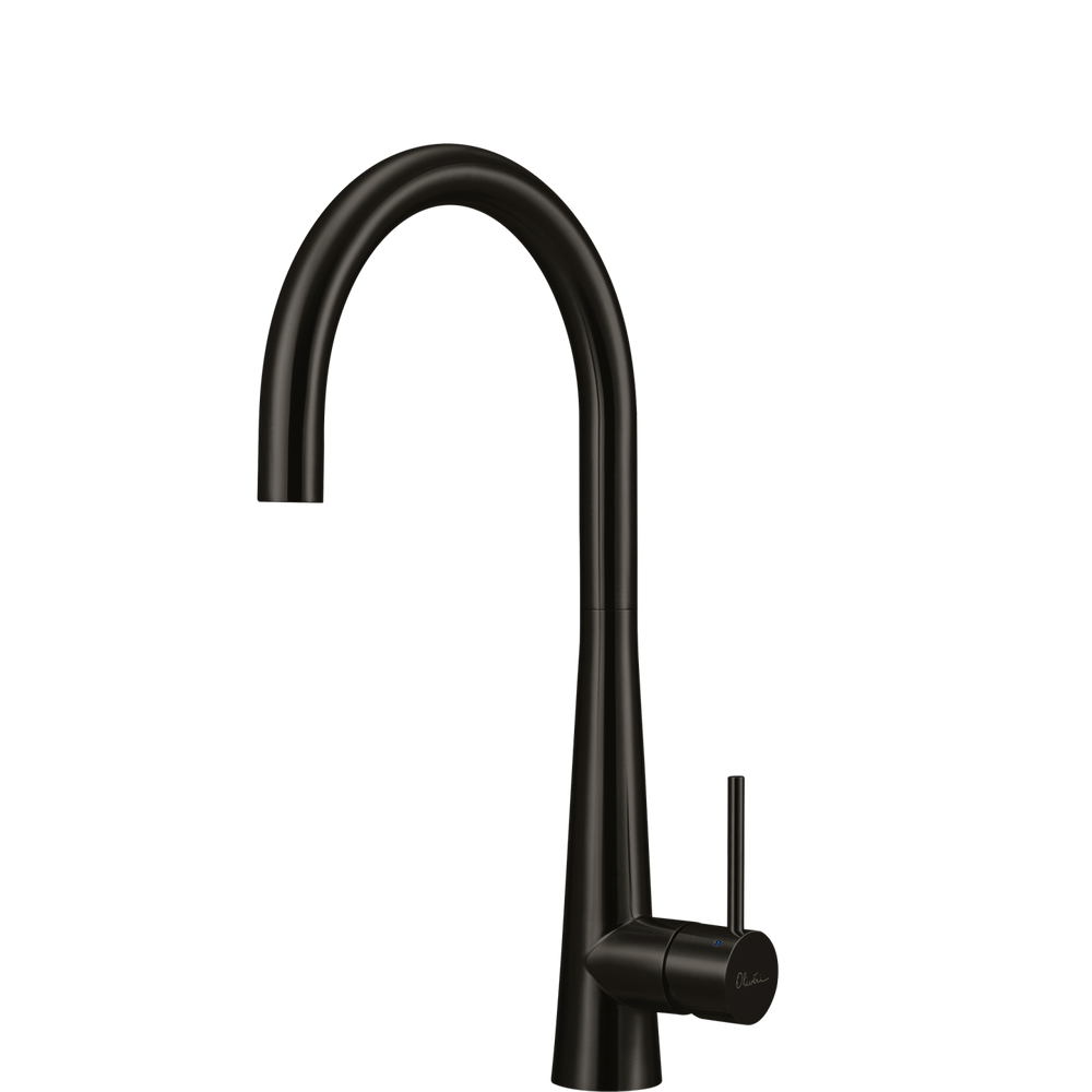 OLIVERI ESSENTE 316 GOOSE NECK KITCHEN MIXER 443MM BRUSHED BLACK