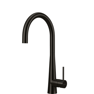 OLIVERI ESSENTE 316 GOOSE NECK KITCHEN MIXER 443MM BRUSHED BLACK