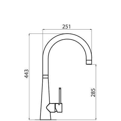 OLIVERI ESSENTE 316 LEAD FREE GOOSE NECK KITCHEN MIXER 443MM GUNMETAL