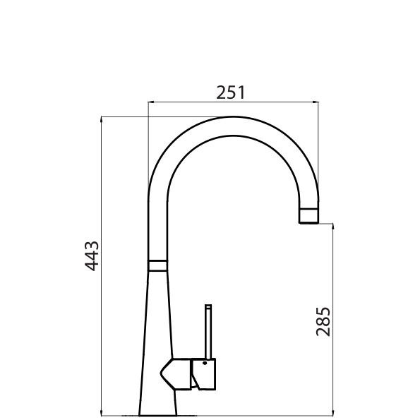 OLIVERI ESSENTE 316 LEAD FREE GOOSE NECK KITCHEN MIXER 443MM STAINLESS STEEL