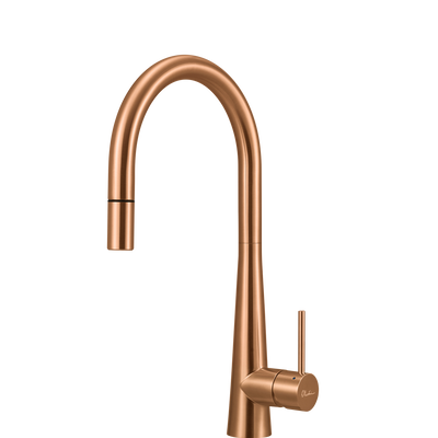 OLIVERI ESSENTE 316 LEAD FREE GOOSE NECK PULL OUT KITCHEN MIXER 443MM COPPER