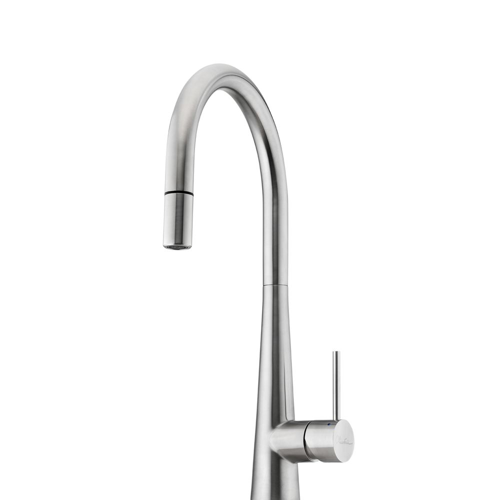 OLIVERI ESSENTE 316 GOOSE NECK PULL OUT KITCHEN MIXER 443MM STAINLESS STEEL
