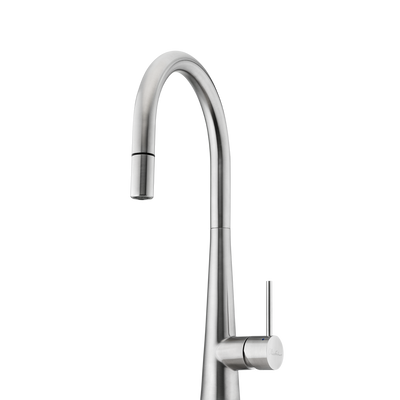 OLIVERI ESSENTE 316 LEAD FREE GOOSE NECK PULL OUT KITCHEN MIXER 443MM STAINLESS STEEL