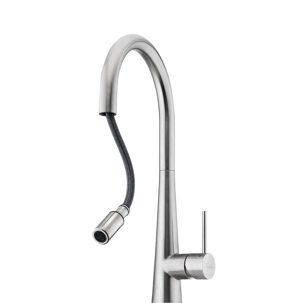 OLIVERI ESSENTE 316 GOOSE NECK PULL OUT KITCHEN MIXER 443MM STAINLESS STEEL