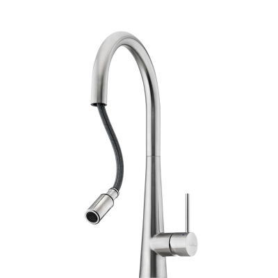 OLIVERI ESSENTE 316 LEAD FREE GOOSE NECK PULL OUT KITCHEN MIXER 443MM STAINLESS STEEL