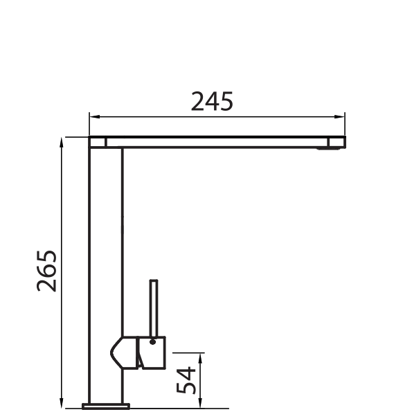OLIVERI ESSENTE 316 RIGHT ANGLE KITCHEN MIXER 265MM STAINLESS STEEL