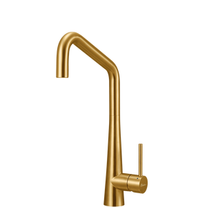 OLIVERI ESSENTE 316 SQUARE GOOSE NECK KITCHEN MIXER 443MM BRUSHED GOLD