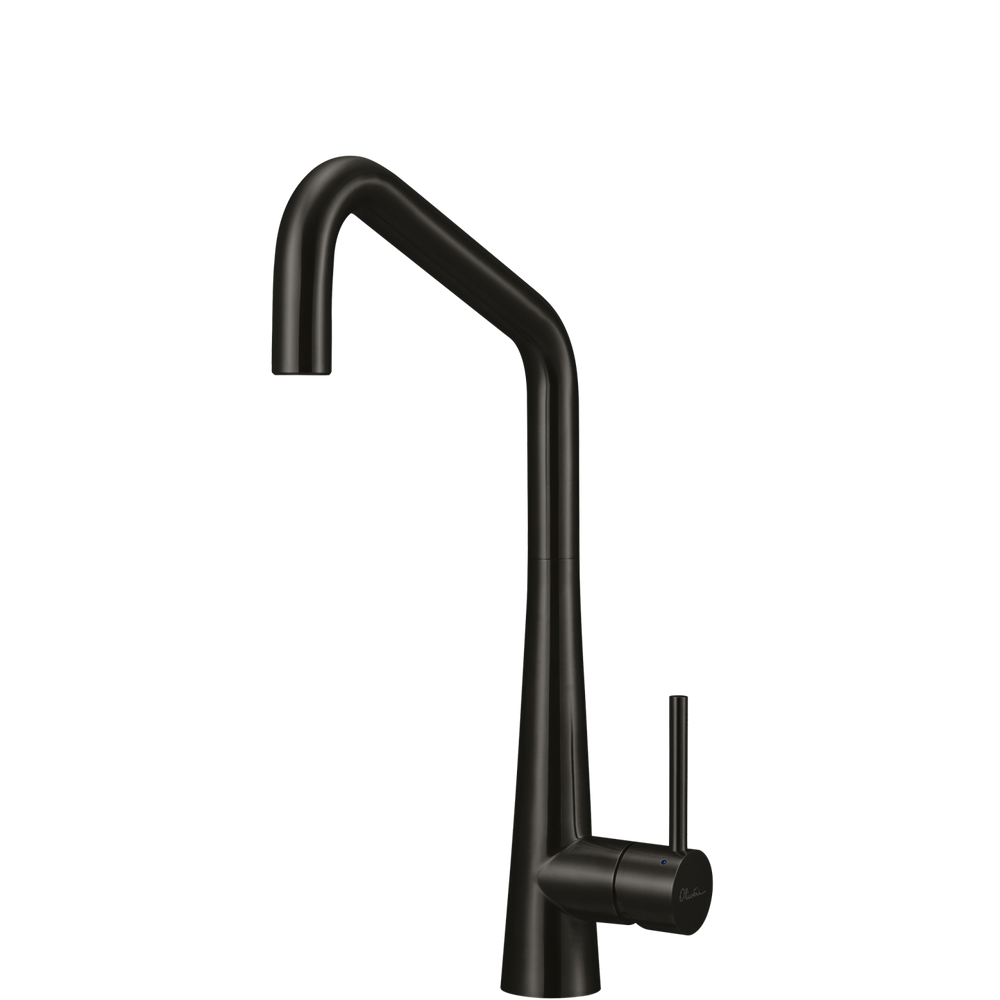 OLIVERI ESSENTE 316 SQUARE GOOSE NECK KITCHEN MIXER 443MM BRUSHED BLACK