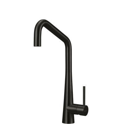 OLIVERI ESSENTE 316 LEAD FREE SQUARE GOOSE NECK KITCHEN MIXER 443MM BRUSHED BLACK