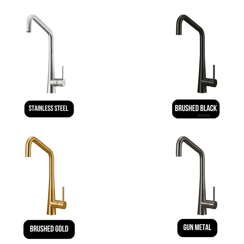OLIVERI ESSENTE 316 SQUARE GOOSE NECK KITCHEN MIXER 443MM BRUSHED BLACK