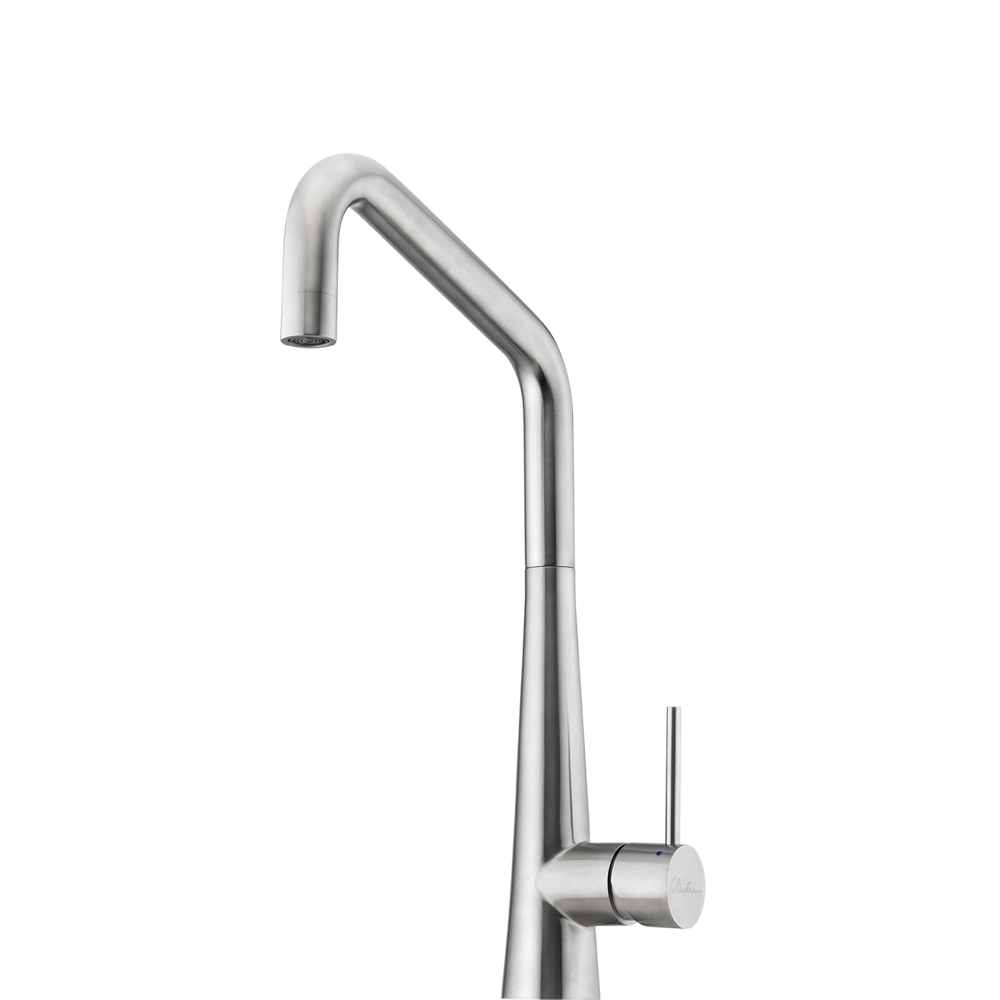 OLIVERI ESSENTE 316 SQUARE GOOSE NECK KITCHEN MIXER 443MM STAINLESS STEEL