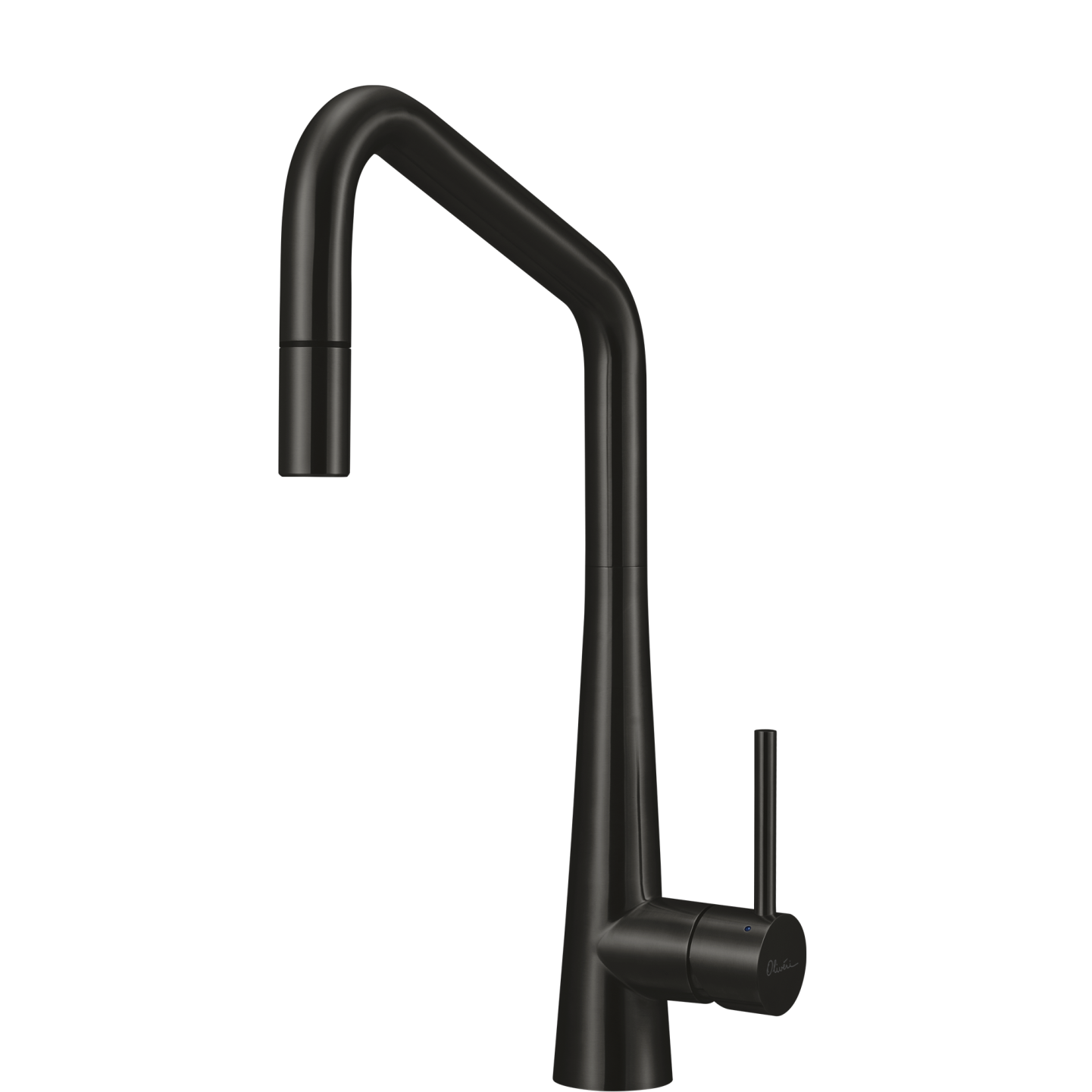 OLIVERI ESSENTE 316 LEAD FREE SQUARE GOOSE NECK PULL OUT KITCHEN MIXER 424MM BRUSHED BLACK