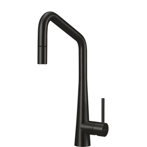 OLIVERI ESSENTE 316 SQUARE GOOSE NECK PULL OUT KITCHEN MIXER 424MM BRUSHED BLACK