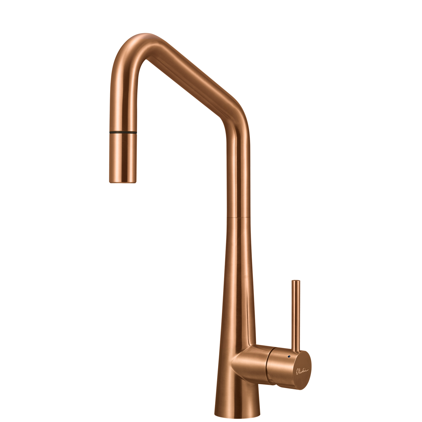 OLIVERI ESSENTE 316 LEAD FREE SQUARE GOOSE NECK PULL OUT KITCHEN MIXER 424MM COPPER