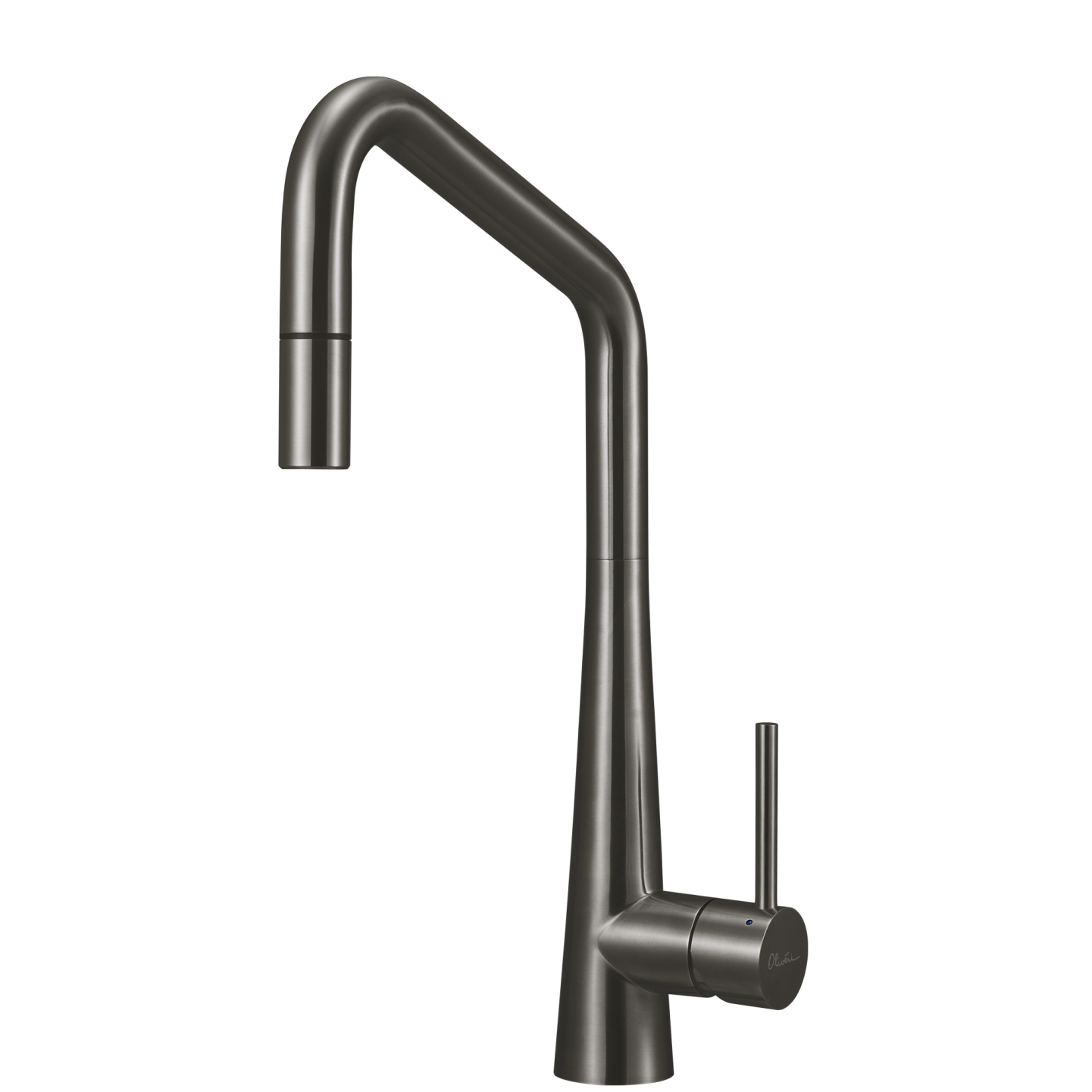 OLIVERI ESSENTE 316 LEAD FREE SQUARE GOOSE NECK PULL OUT KITCHEN MIXER 424MM GUN METAL
