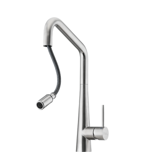 OLIVERI ESSENTE 316 SQUARE GOOSE NECK PULL OUT KITCHEN MIXER 424MM STAINLESS STEEL