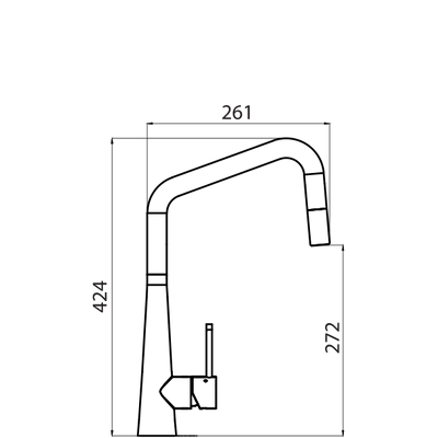 OLIVERI ESSENTE 316 LEAD FREE SQUARE GOOSE NECK PULL OUT KITCHEN MIXER 424MM COPPER