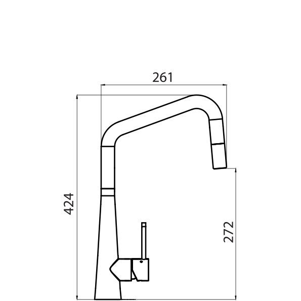 OLIVERI ESSENTE 316 LEAD FREE SQUARE GOOSE NECK PULL OUT KITCHEN MIXER 424MM BRUSHED GOLD