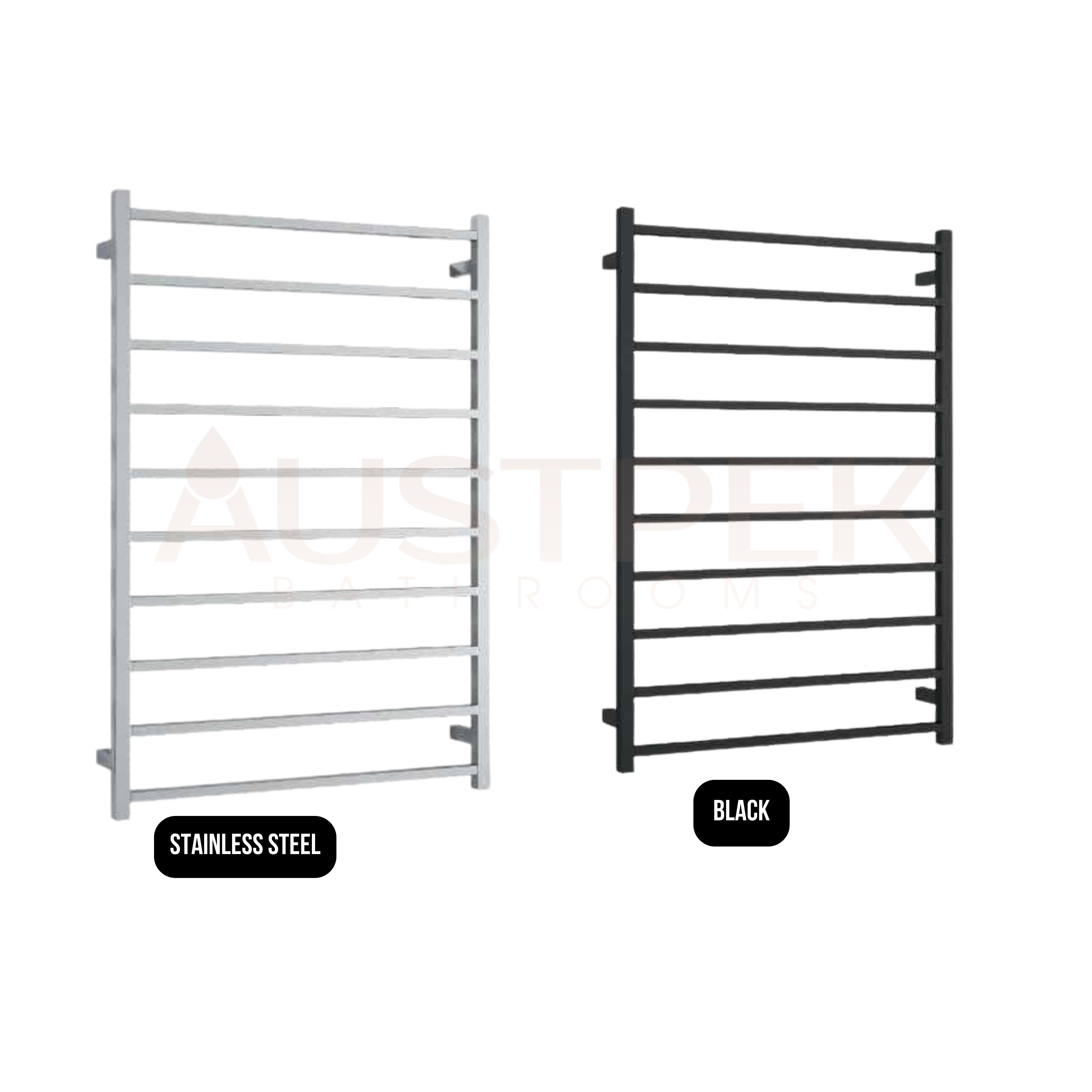 THERMOGROUP MATTE BLACK SQUARE LADDER HEATED TOWEL RAIL 1160MM