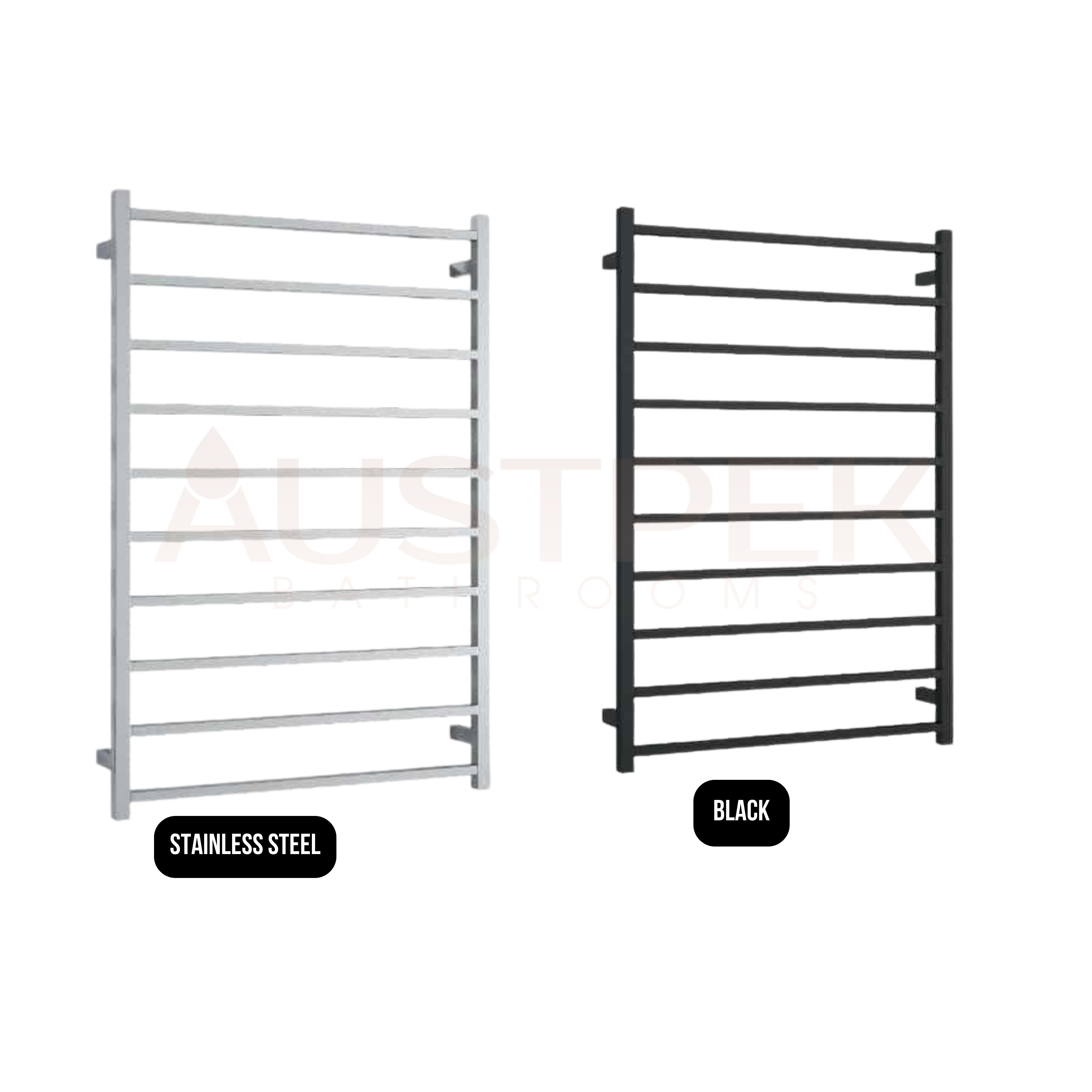 THERMOGROUP SQUARE LADDER HEATED TOWEL RAIL MATTE BLACK 1160MM