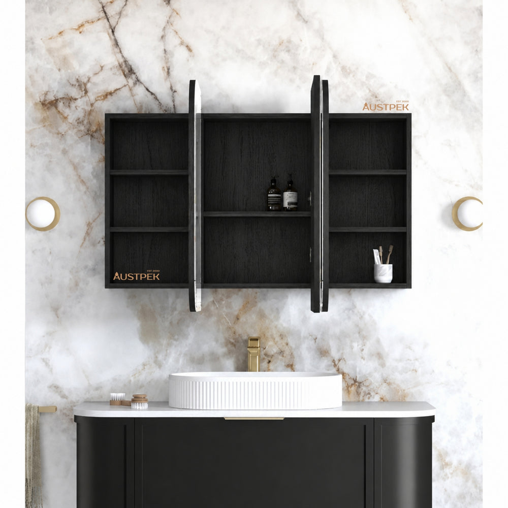 OTTI NEWPORT BLACK OAK SHAVING CABINET 1200X750MM