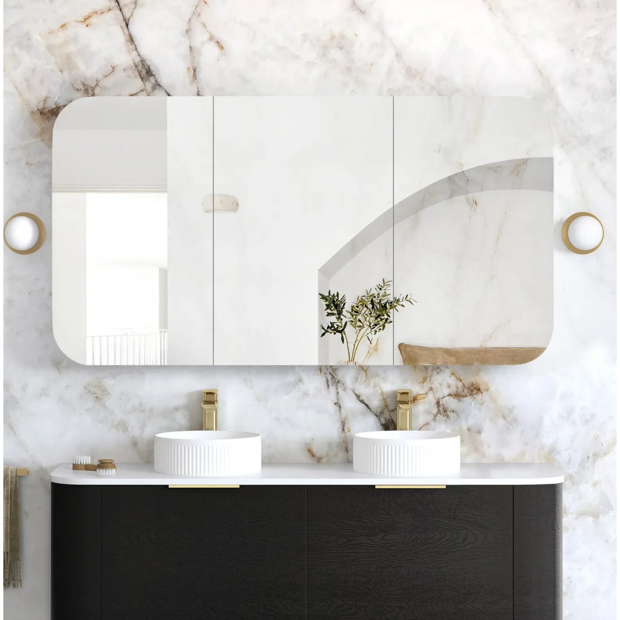 OTTI NEWPORT BLACK OAK SHAVING CABINET 1500X750MM