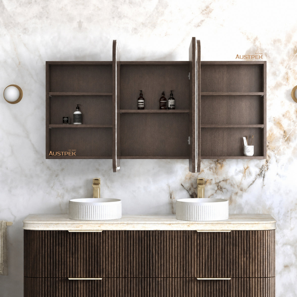 OTTI NEWPORT SABLE WALNUT SHAVING CABINET 1500X750MM