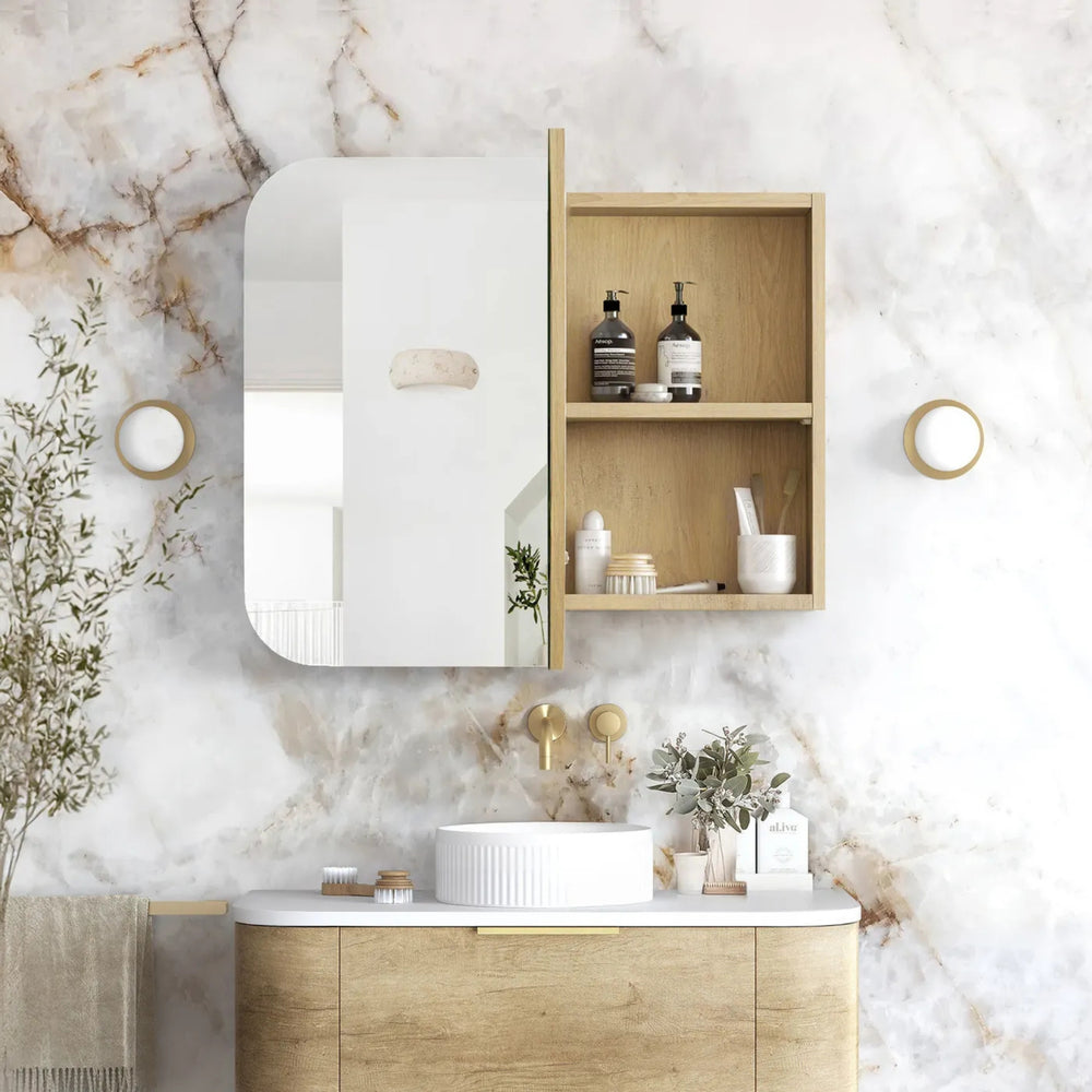 OTTI NEWPORT NATURAL OAK SHAVING CABINET 900X750MM
