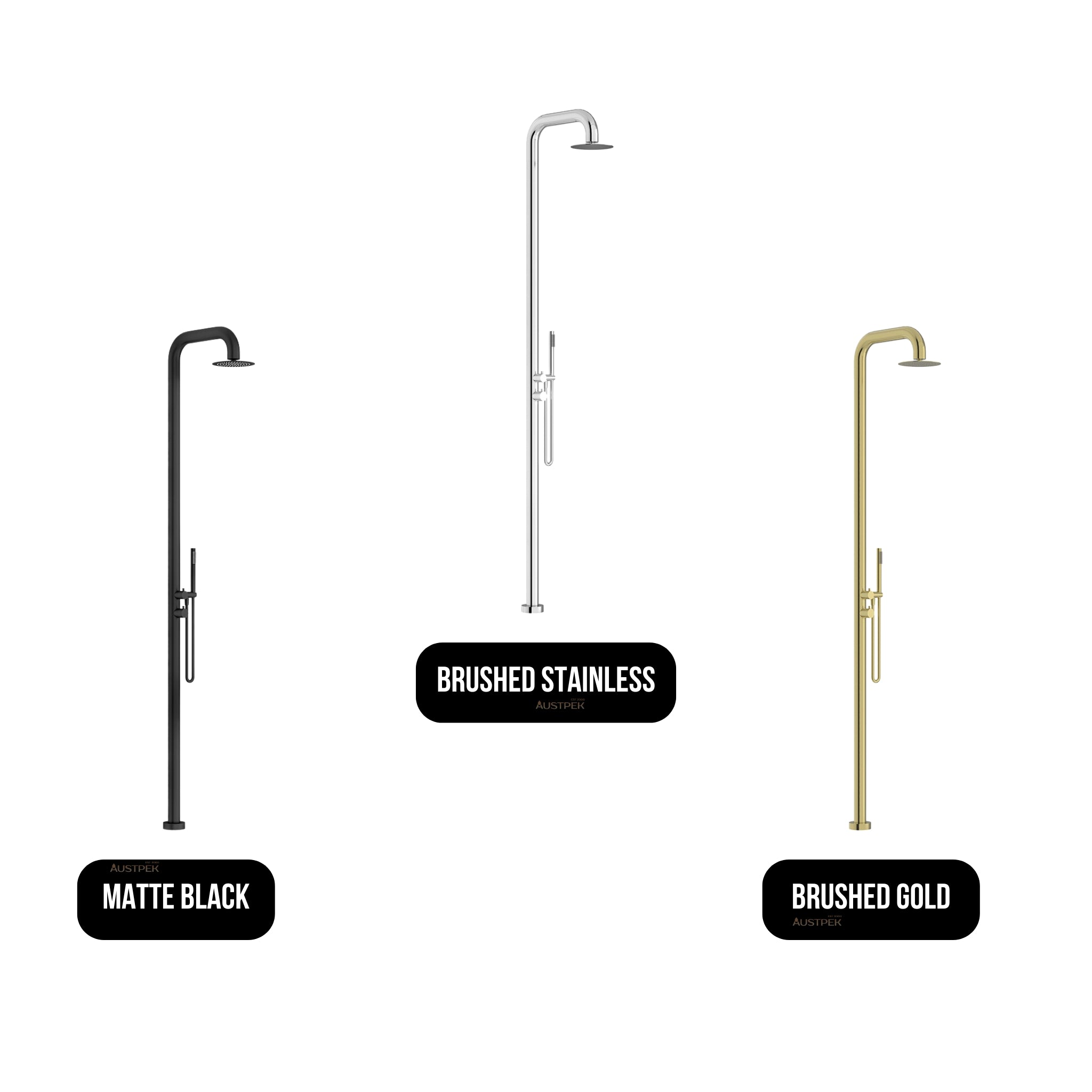 LINKWARE ELLE 316 FREESTANDING TWIN OUTDOOR SHOWER 2320MM BRUSHED GOLD