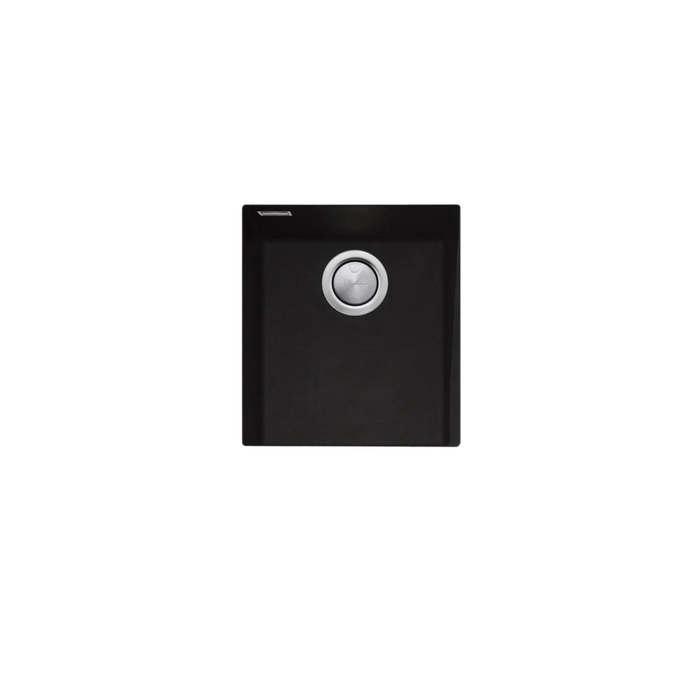 OLIVERI SANTORINI SINGLE BOWL UNDERMOUNT KITCHEN AND LAUNDRY SINK WITH OVERFLOW BLACK 410MM