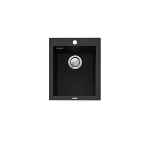 OLIVERI SANTORINI SINGLE BOWL TOPMOUNT ALFRESCO, KITCHEN AND LAUNDRY SINK WITH OVERFLOW BLACK 410MM