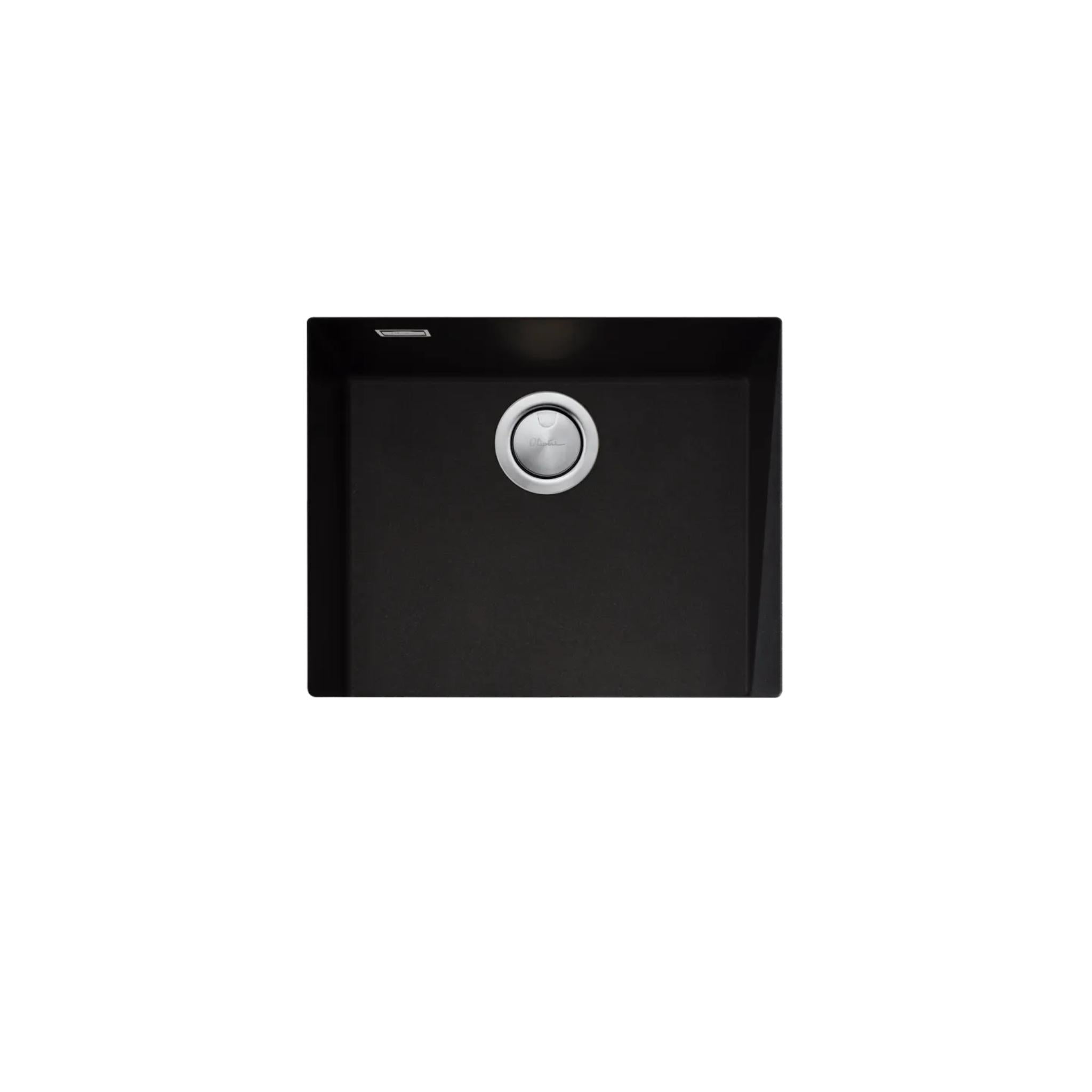 OLIVERI SANTORINI SINGLE BOWL UNDERMOUNT KITCHEN AND LAUNDRY SINK WITH OVERFLOW BLACK 560MM