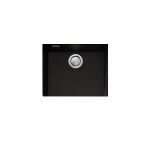 OLIVERI SANTORINI SINGLE BOWL UNDERMOUNT KITCHEN AND LAUNDRY SINK WITH OVERFLOW BLACK 560MM