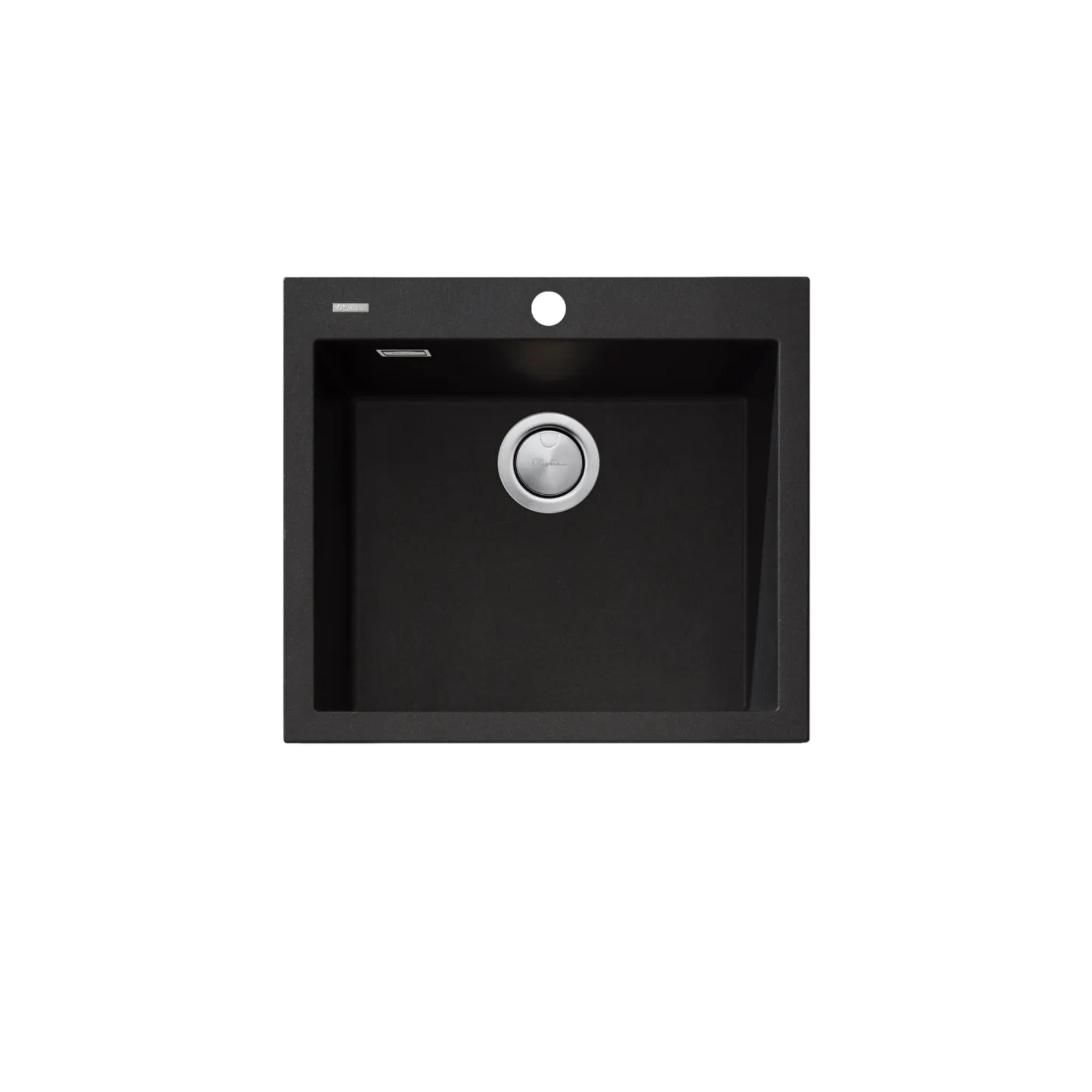 OLIVERI SANTORINI SINGLE BOWL TOPMOUNT ALFRESCO, KITCHEN AND LAUNDRY SINK WITH OVERFLOW BLACK 560MM