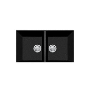 OLIVERI SANTORINI PICCOLO DOUBLE BOWL UNDERMOUNT KITCHEN SINK BLACK 755MM