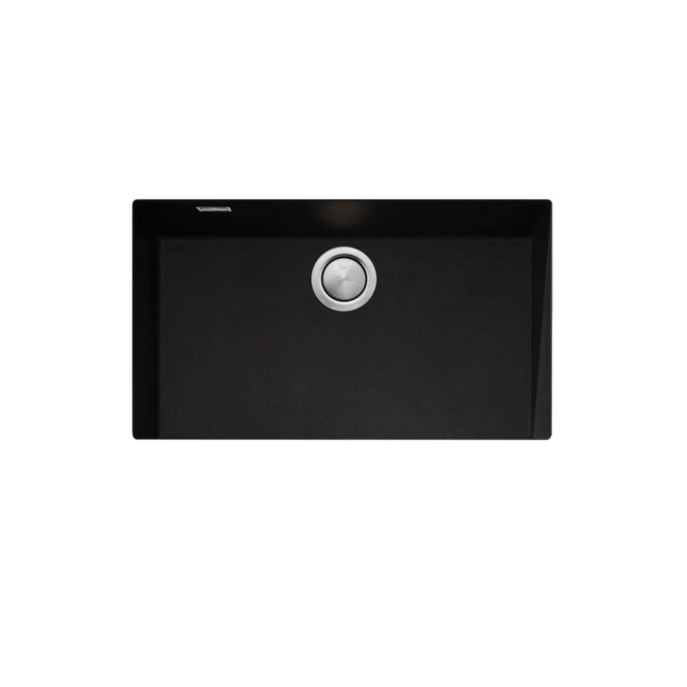 OLIVERI SANTORINI SINGLE BOWL UNDERMOUNT KITCHEN AND LAUNDRY SINK WITH OVERFLOW BLACK 760MM