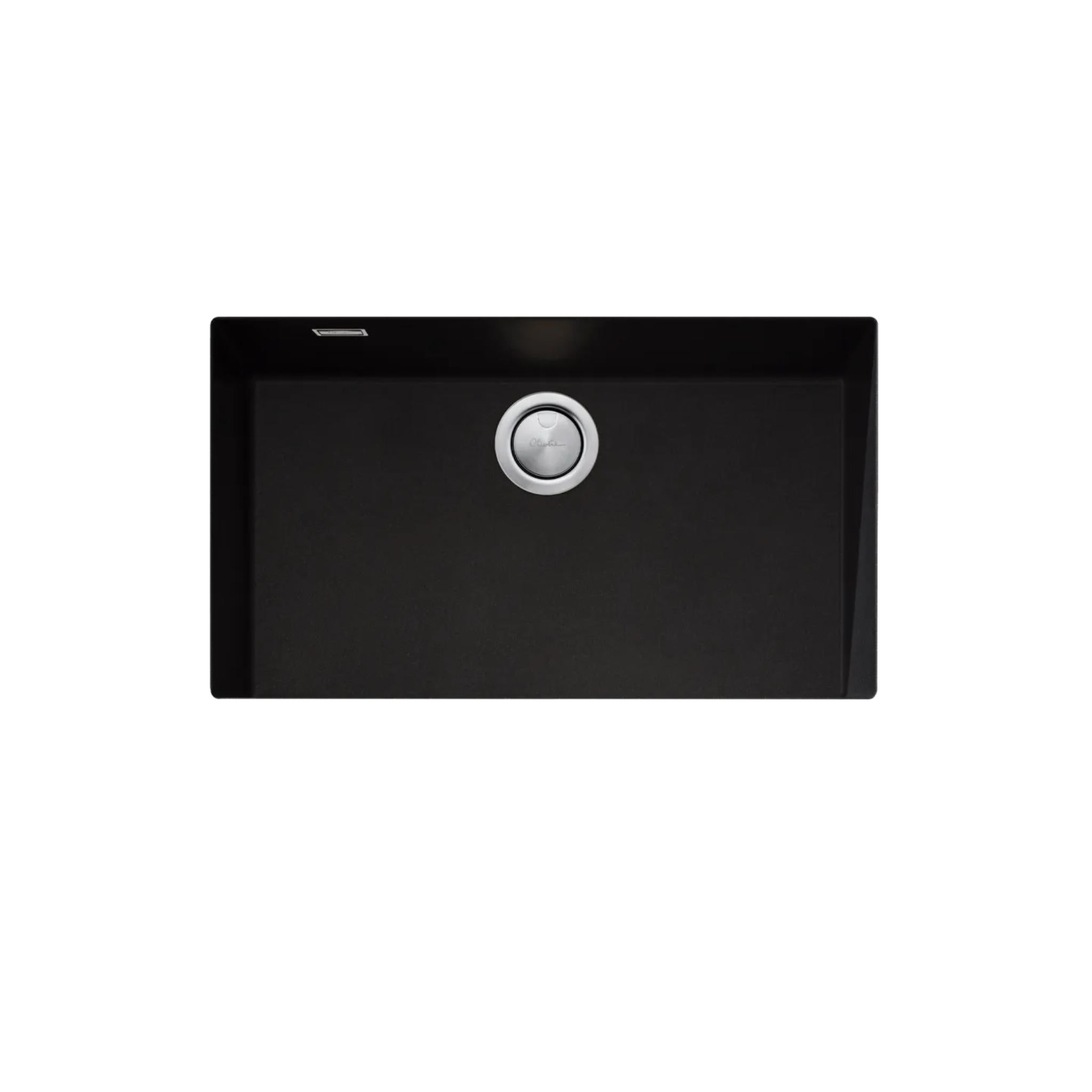 OLIVERI SANTORINI SINGLE BOWL UNDERMOUNT KITCHEN AND LAUNDRY SINK WITH OVERFLOW BLACK 760MM