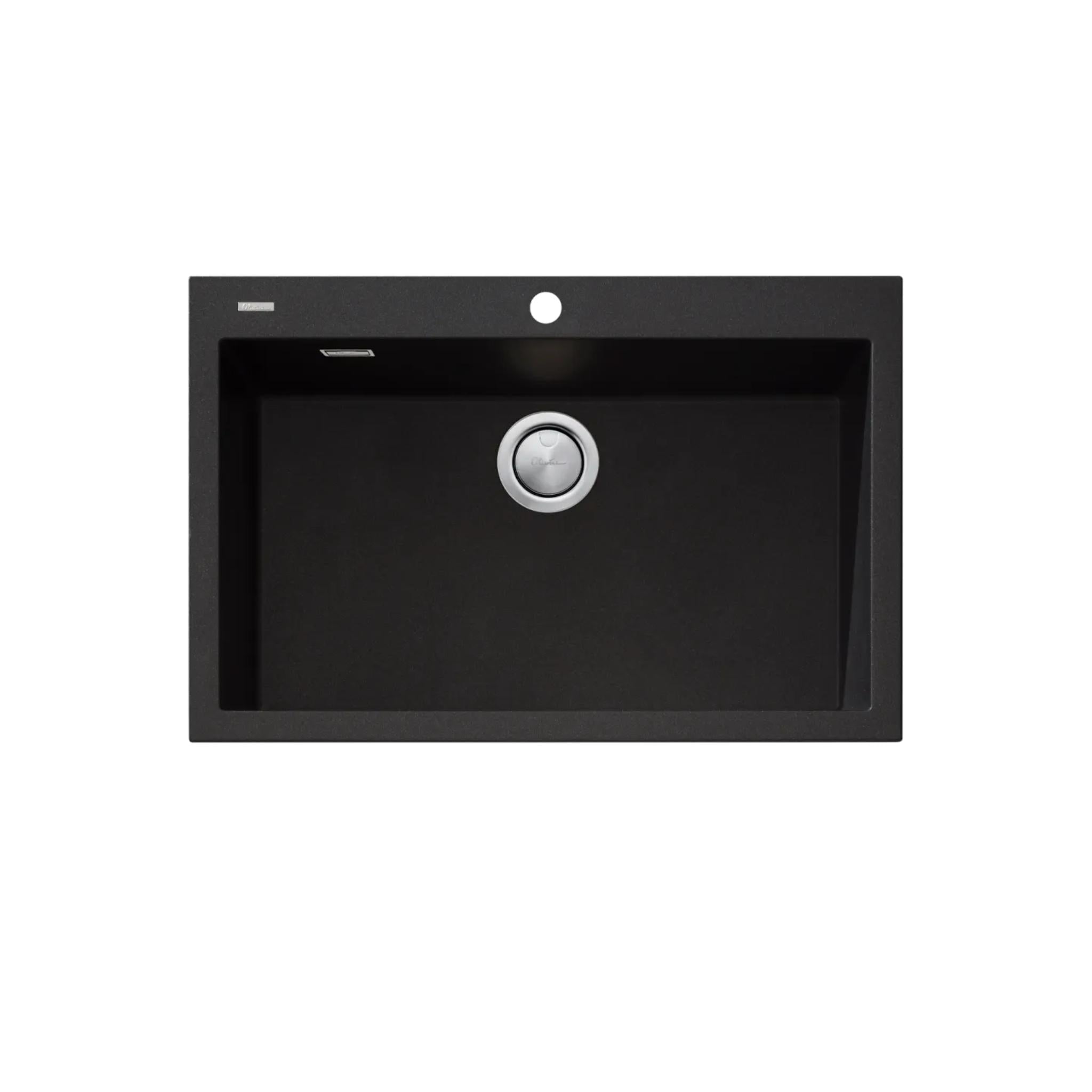 OLIVERI SANTORINI SINGLE BOWL TOPMOUNT ALFRESCO AND KITCHEN SINK WITH OVERFLOW BLACK 760MM