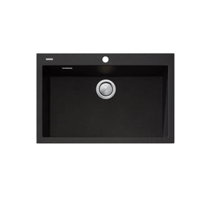 OLIVERI SANTORINI SINGLE BOWL TOPMOUNT ALFRESCO AND KITCHEN SINK WITH OVERFLOW BLACK 760MM