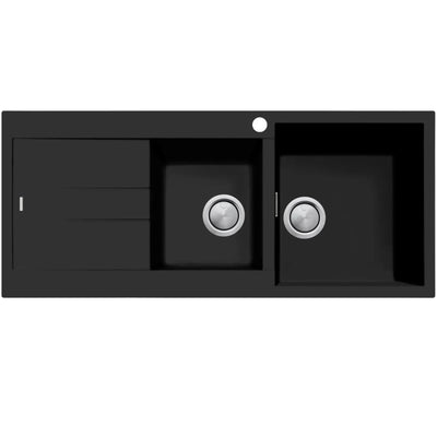 OLIVERI SANTORINI 1 & 3/4 BOWL TOPMOUNT ALFRESCO AND KITCHEN SINK WITH OVERFLOW & LEFT DRAINER MATTE BLACK 1160MM