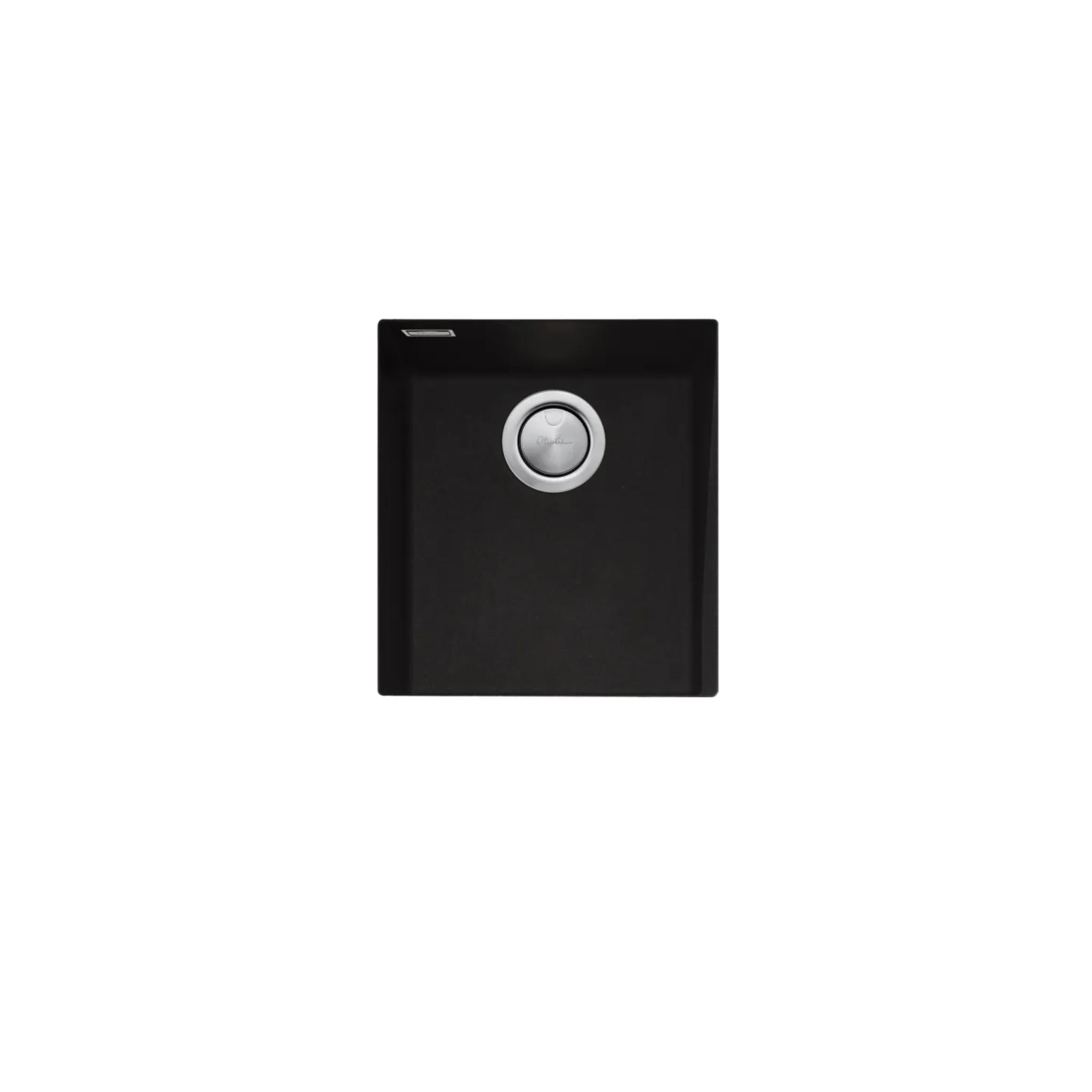 OLIVERI SANTORINI SINGLE BOWL UNDERMOUNT KITCHEN AND LAUNDRY SINK WITH OVERFLOW MATTE BLACK 410MM