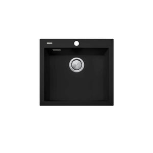 OLIVERI SANTORINI SINGLE BOWL TOPMOUNT ALFRESCO, KITCHEN AND LAUNDRY SINK WITH OVERFLOW MATTE BLACK 560MM