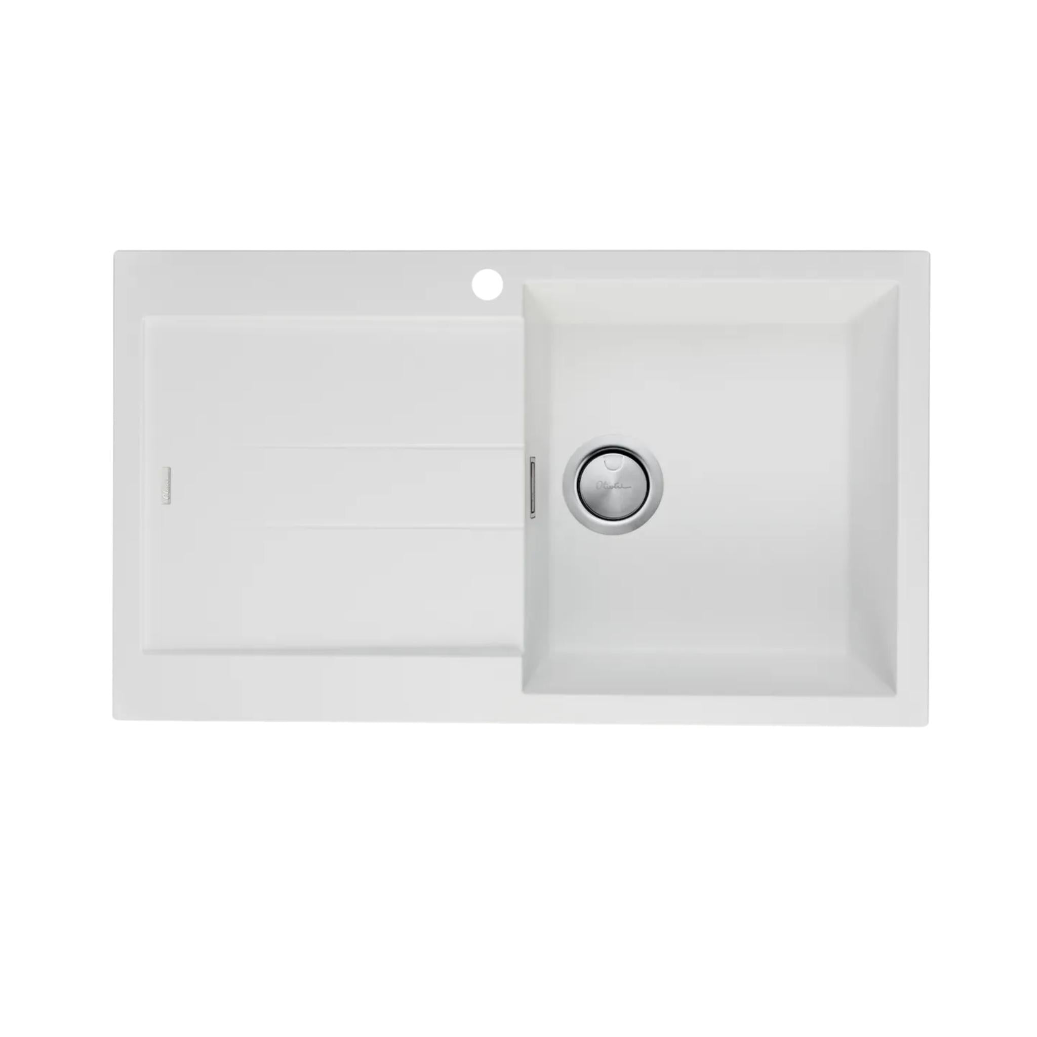 OLIVERI SANTORINI SINGLE BOWL TOPMOUNT ALFRESCO AND KITCHEN SINK WITH OVERFLOW & LEFT DRAINER WHITE 860MM