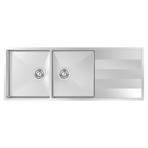 SCHOCK LUGANO DOUBLE BOWL KITCHEN SINK WITH DRAINER STAINLESS STEEL 1160MM