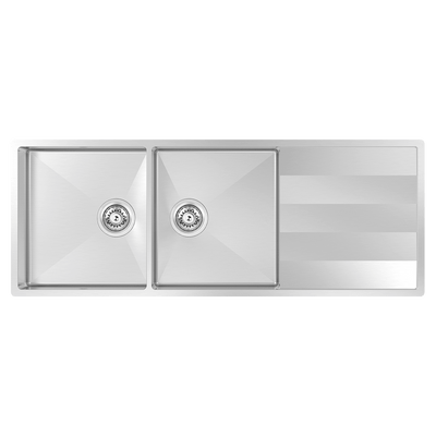 SCHOCK LUGANO DOUBLE BOWL KITCHEN SINK WITH DRAINER STAINLESS STEEL 1160MM