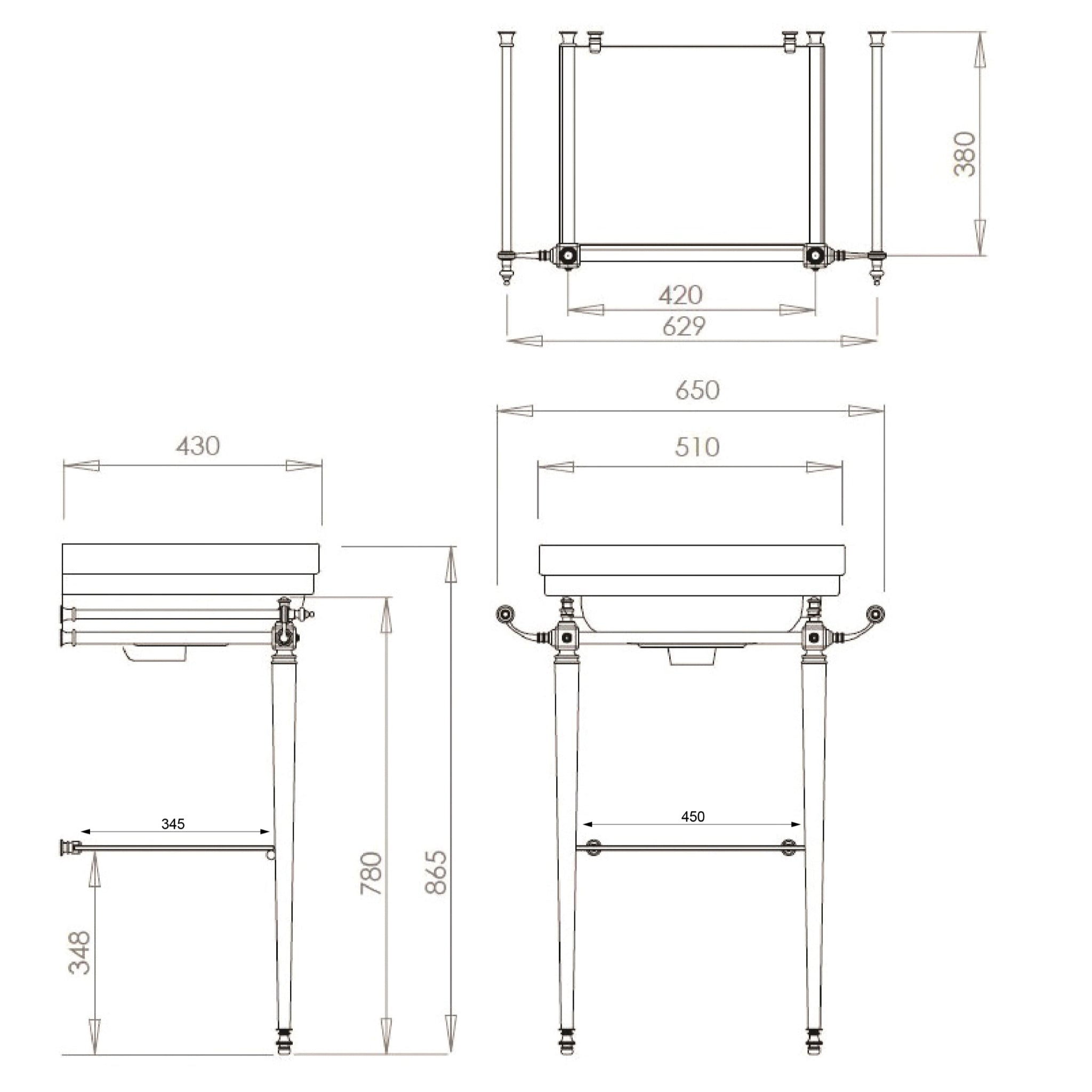 TURNER HASTINGS STAFFORD BASIN STAND CHROME 510MM
