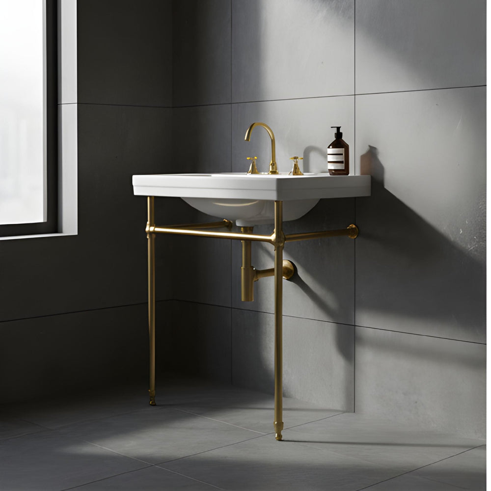 TURNER HASTINGS STAFFORD NUOVO BASIN STAND BRUSHED BRASS 585MM
