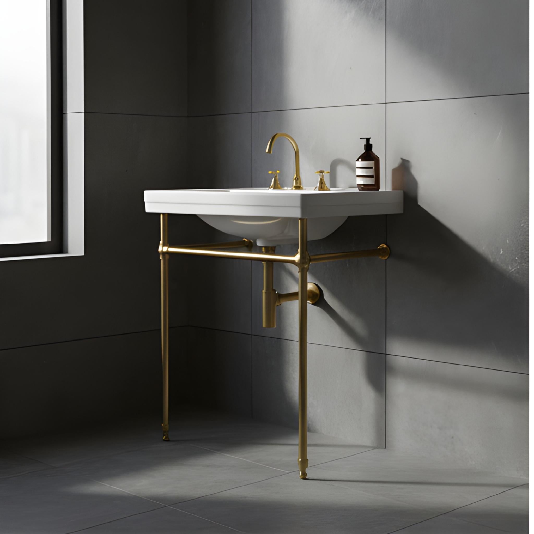 TURNER HASTINGS STAFFORD NUOVO BASIN STAND BRUSHED BRASS 585MM