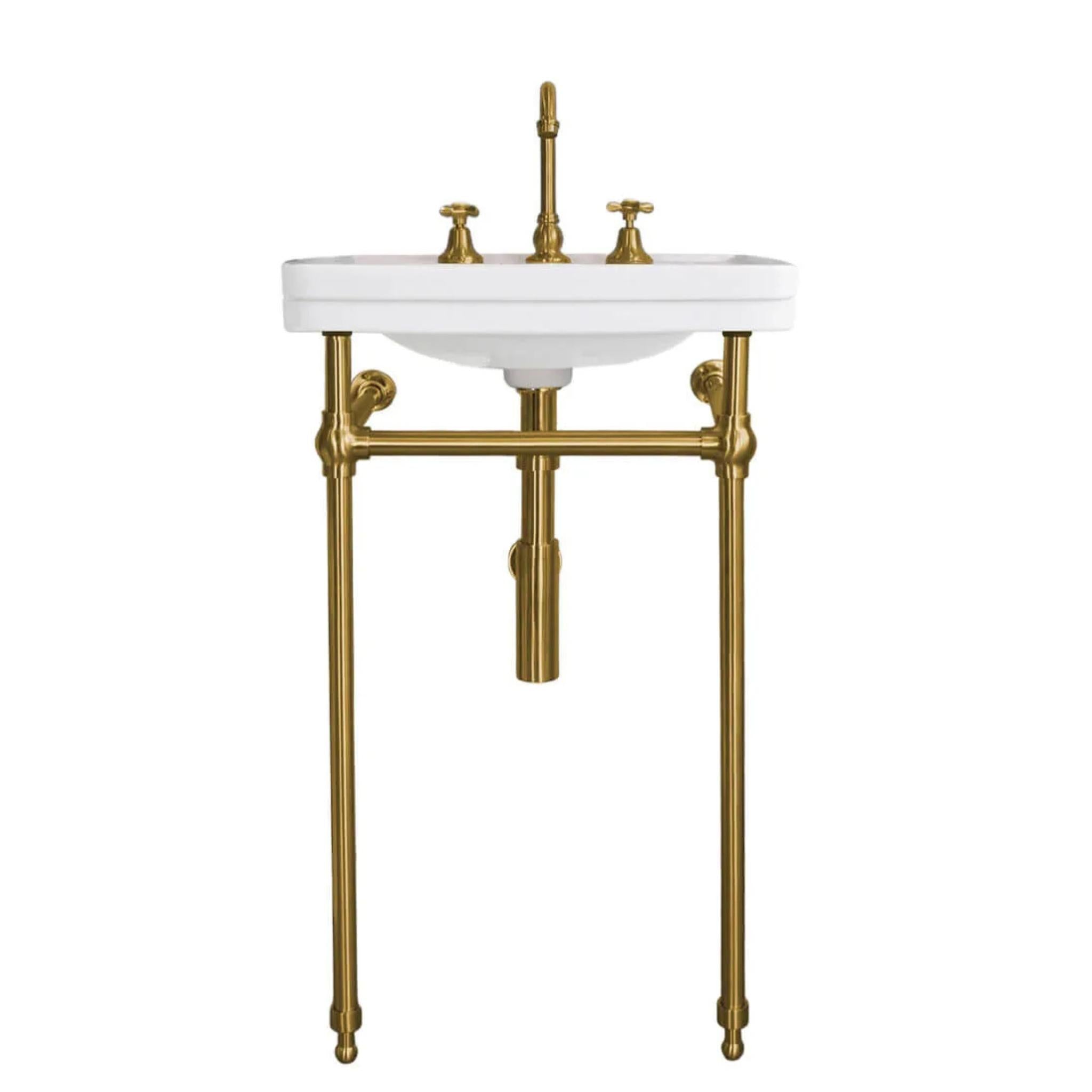 TURNER HASTINGS STAFFORD NUOVO BASIN STAND BRUSHED BRASS 585MM