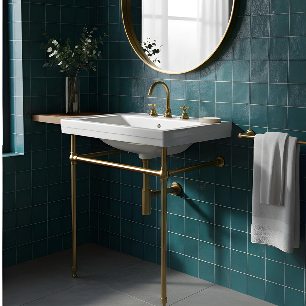 TURNER HASTINGS STAFFORD NUOVO BASIN STAND BRUSHED BRASS 585MM